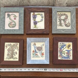 Bobbi Becker Set of 6*S P R I N G* Framed Floral Alphabet Art Bundle